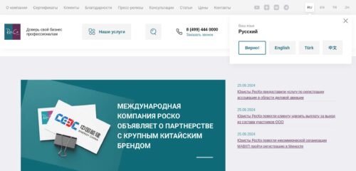 Скриншот настольной версии сайта rosco.su