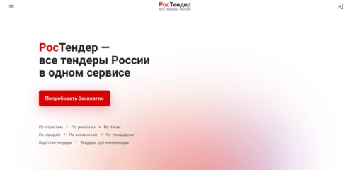 Скриншот настольной версии сайта rostender.info