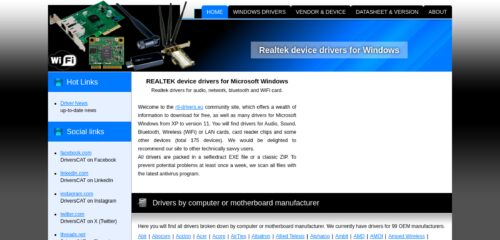 Скриншот настольной версии сайта rtl-drivers.eu