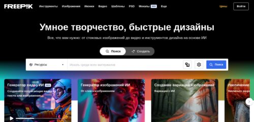 Скриншот настольной версии сайта ru.freepik.com