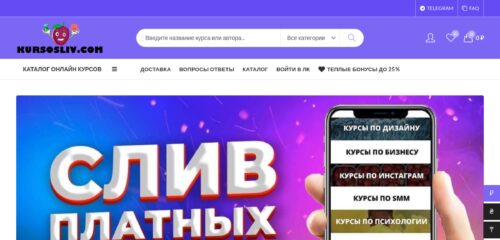 Скриншот настольной версии сайта s3.kursosliv.com