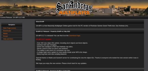 Скриншот настольной версии сайта sa-mp.life