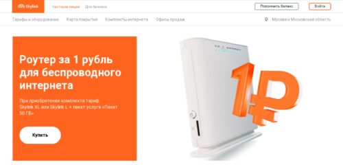Скриншот настольной версии сайта skylink.ru