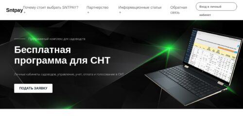 Скриншот настольной версии сайта sntpay.ru