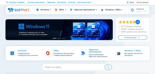 Скриншот настольной версии сайта softnet.su