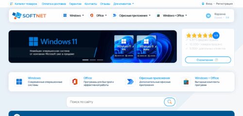 Скриншот настольной версии сайта softnet.su