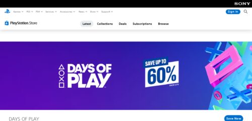 Скриншот настольной версии сайта store.playstation.com