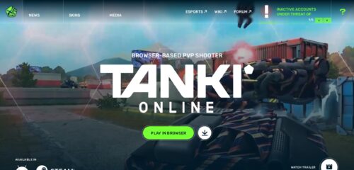 Скриншот настольной версии сайта tankionline.com