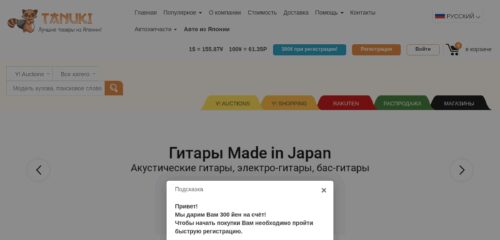 Скриншот настольной версии сайта tanukishop.com