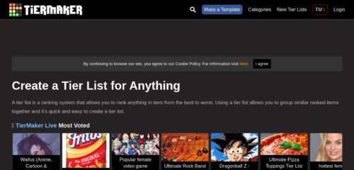 Скриншот настольной версии сайта tiermaker.com