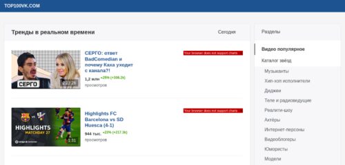 Скриншот настольной версии сайта top100vk.com