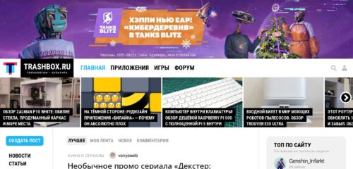 Скриншот настольной версии сайта trashbox.ru