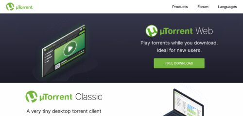 Скриншот настольной версии сайта utorrent.com