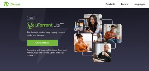 Скриншот настольной версии сайта utorrent.com