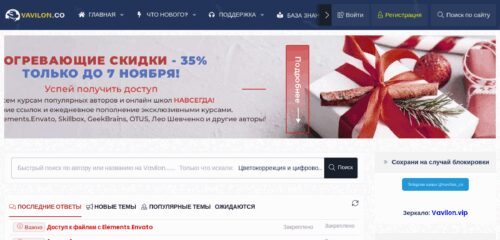 Скриншот настольной версии сайта vavilon.co