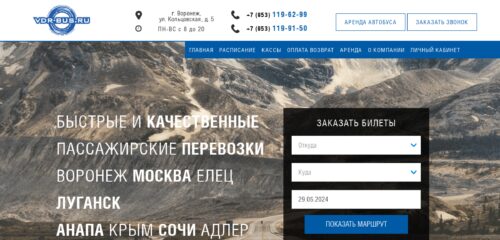 Скриншот настольной версии сайта vdr-bus.ru