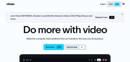 Скриншот настольной версии сайта vimeo.com