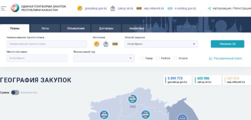 Скриншот настольной версии сайта zakup.gov.kz