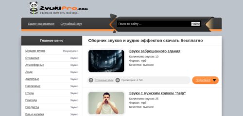 Скриншот настольной версии сайта zvukipro.com
